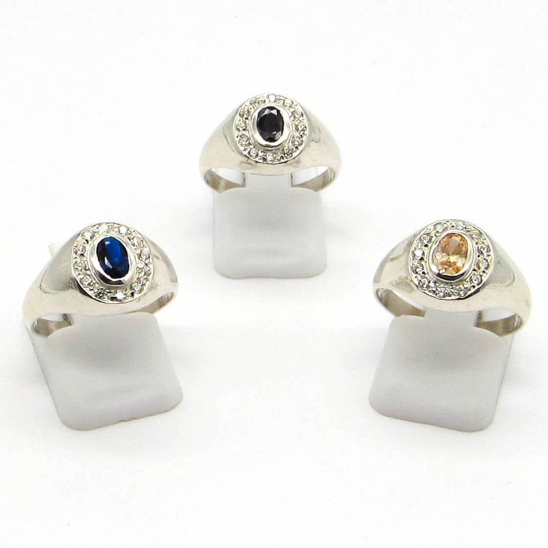 ANILLO CENTRO OVAL CUBICS /PLATA